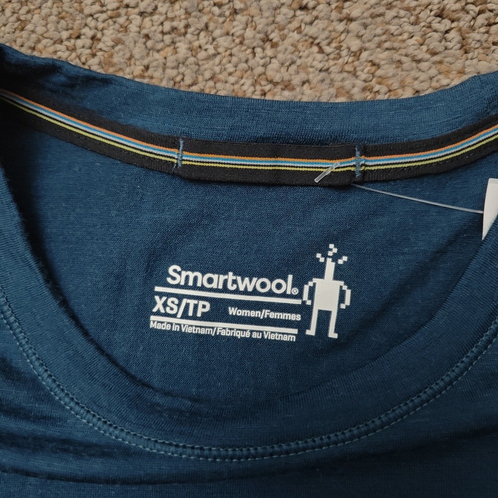 SMARTWOOL Women T Shirt XS Blue Merino Wool Gorpcore Activewear Base Layer - Picture 4 of 13